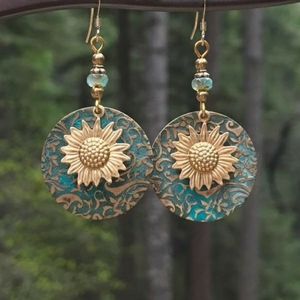 🌻Boho Sunflower Dangle Earrings